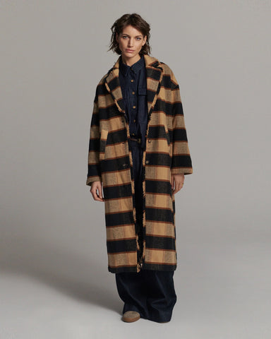Summum Woman Long Check Coat - Check