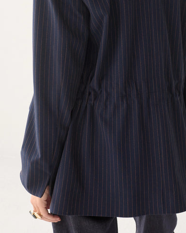 Summum Woman Striped Boyfriend Jacket - Navy