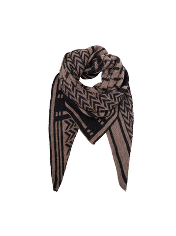 Black Colour BCBex Triangle Scarf - Black / Taupe