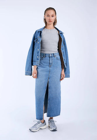 Dr Denim Myra Maxi Denim Skirt - Stream Sky Retro