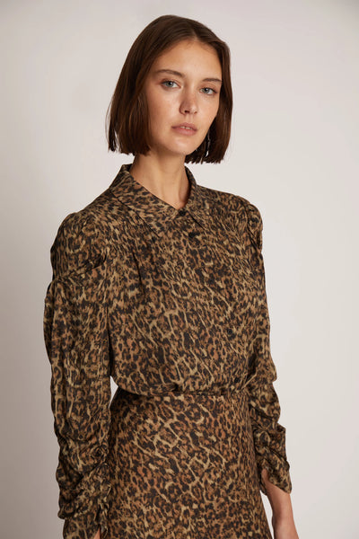 MUNTHE Tiella Long Sleeve Blouse - Leopard Print