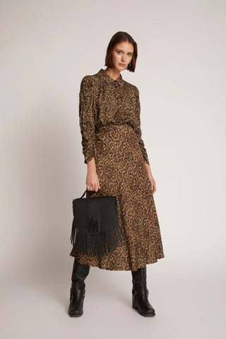 MUNTHE Tiella Long Sleeve Blouse - Leopard Print