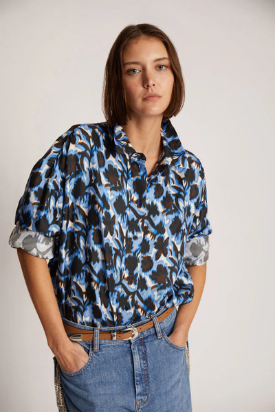 MUNTHE Tysori Silk Shirt - Blue