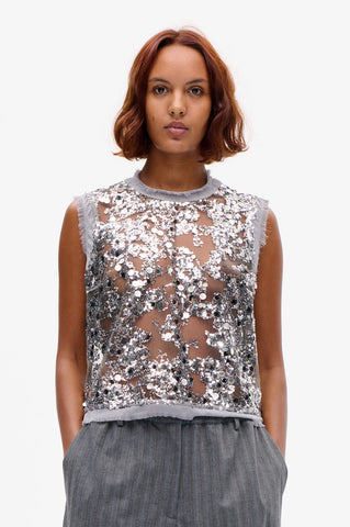 Baum Und Pferdgarten Manira Sequin Top - Grey Sequins
