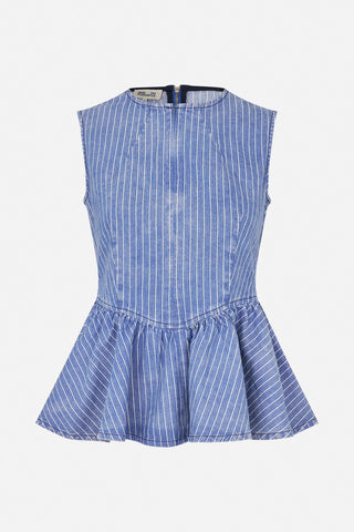 Baum Und Pferdgarten Merja Denim Sleeveless Top - Dutch Blue Stripe