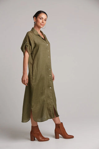 EB&IVE Studio Linen Shirt Dress - Khaki