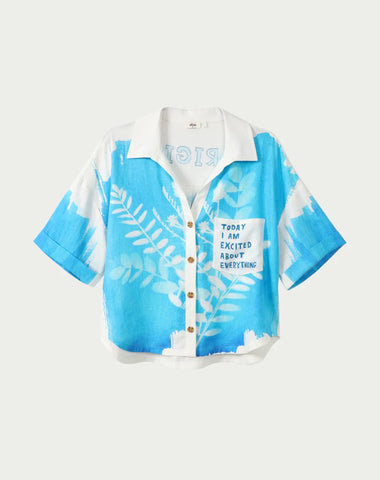 Me369 Aria Cropped Linen Shirt - Indigo