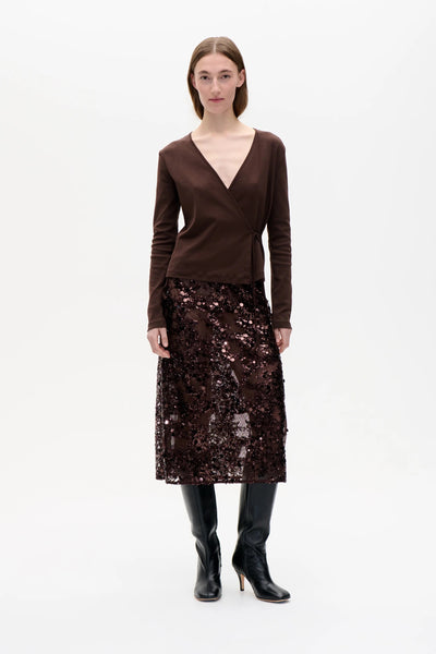 Baum Und Pferdgarten Shania Sequin Skirt - Coffee Bean Brown
