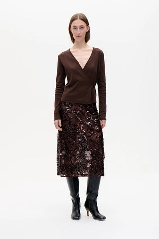 Baum Und Pferdgarten Shania Sequin Skirt - Coffee Bean Brown