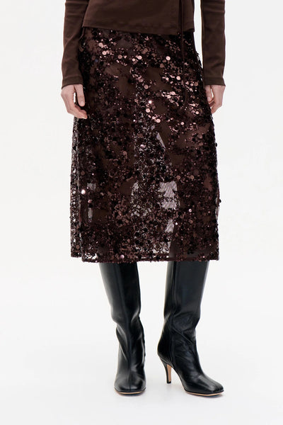 Baum Und Pferdgarten Shania Sequin Skirt - Coffee Bean Brown