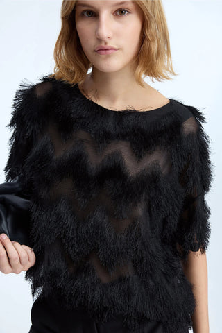 Munthe Rossi Fringed Blouse - Black