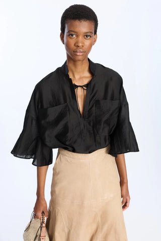Munthe Birkson Silk Tie Blouse - Black
