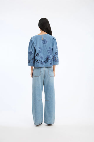 Munthe Bramble Denim Cutwork Top - Denim