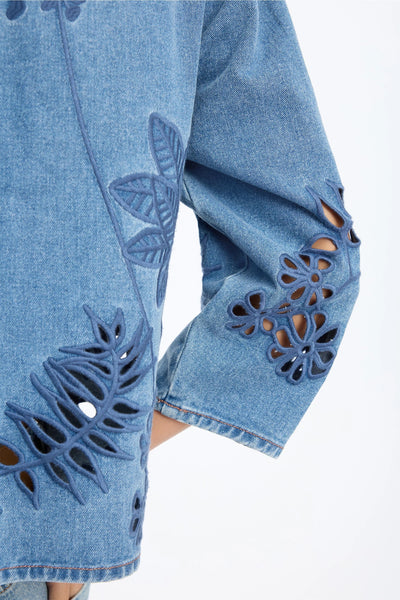 Munthe Bramble Denim Cutwork Top - Denim