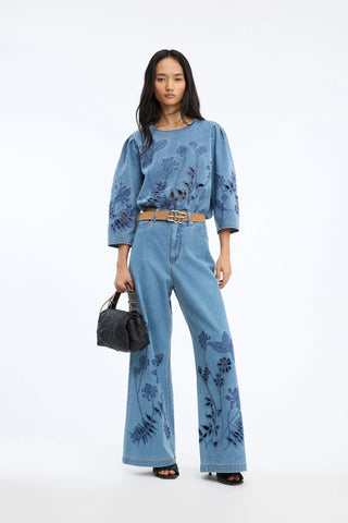 Munthe Bramble Denim Cutwork Top - Denim
