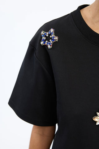 Munthe Vach Black Embellshed T-Shirt