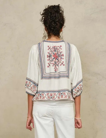 M.A.B.E. Apparel Calista Embroidered Jacket - Soft Ecru