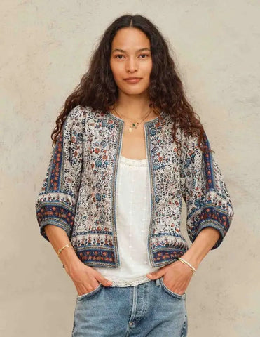 M.A.B.A. Apparel Cass Print Jacket - Indigo / Rust