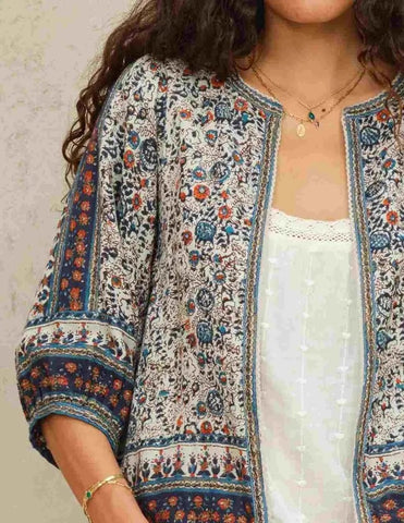 M.A.B.E. Apparel Cass Print Jacket - Indigo / Rust