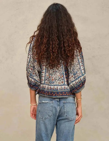 M.A.B.E. Apparel Cass Print Jacket - Indigo / Rust