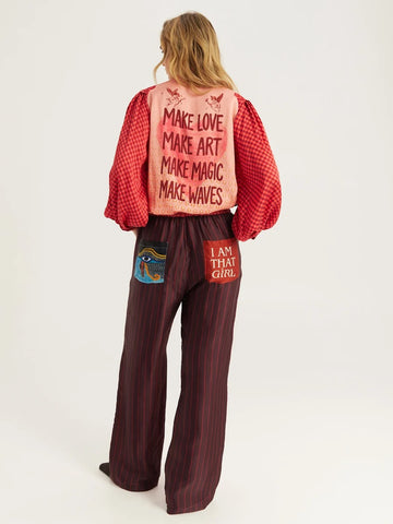 Me369 Nola Red Aura Printed Bow Shirt - Red Aura