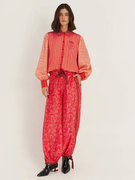 Me369 Sola Red Aura Puff Sleeve Shirt - Red Aura