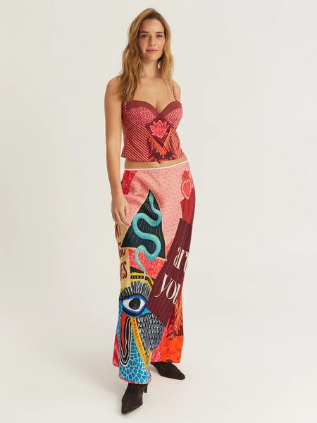 Me369 Blakely Red Aura Slip Skirt - Red Aura