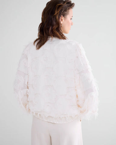 Summum Woman Fluffy Blouse with Fringing - Ivory