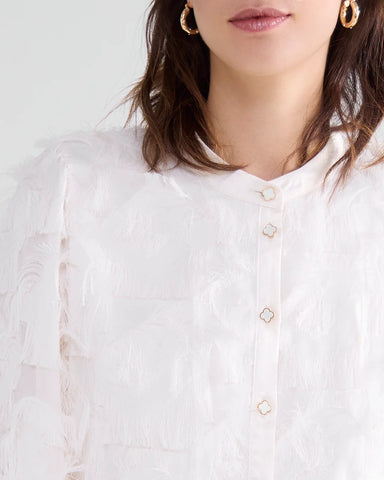 Summum Woman Fluffy Blouse with Fringing - Ivory