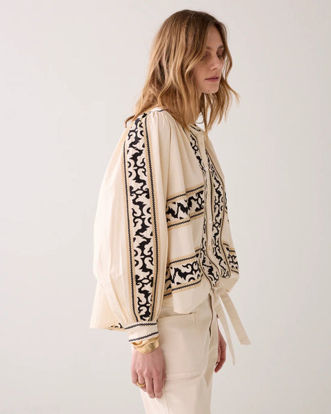 Summum Woman Ebroidered Cotton Blouse - Ivory