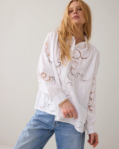Summum Woman Open Work Blouse - White