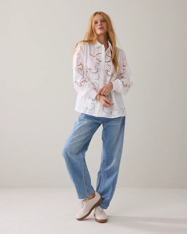 Summum Woman Open Work Blouse - White