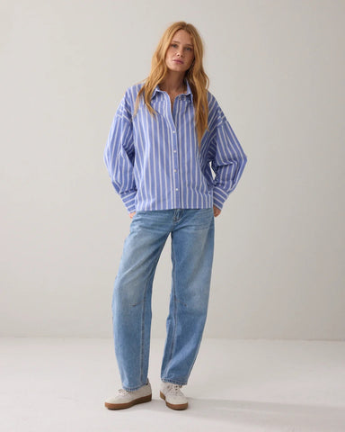Summum Woman Blouse Shirt Stripes - Soft Blue