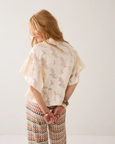 Summum Woman Bohemian Peplum Blouse - Ivory