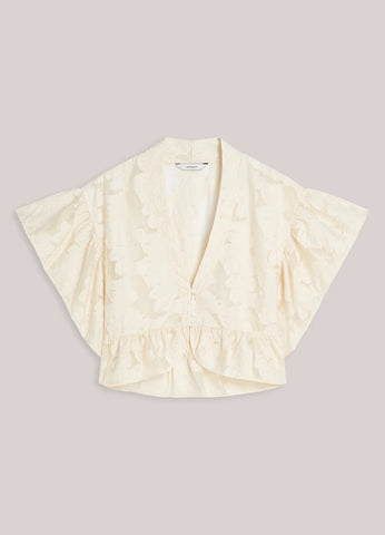 Summum Woman Bohemian Peplum Blouse - Ivory