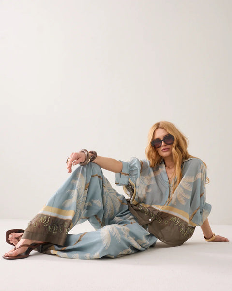 Summum Woman Transparent Blouse with Beach Print