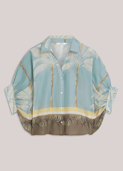 Summum Woman Transparent Blouse with Beach Print
