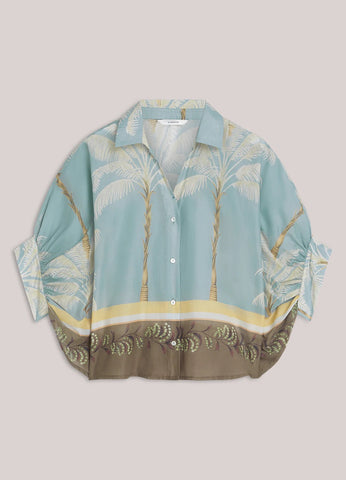 Summum Woman Transparent Blouse with Beach Print