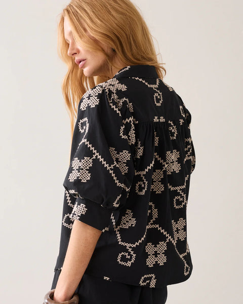 Summum Woman Embroidered Blouse - Black