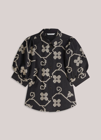 Summum Woman Embroidered Blouse - Black