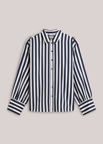 Summum Woman Satin Striped Blouse - Blue