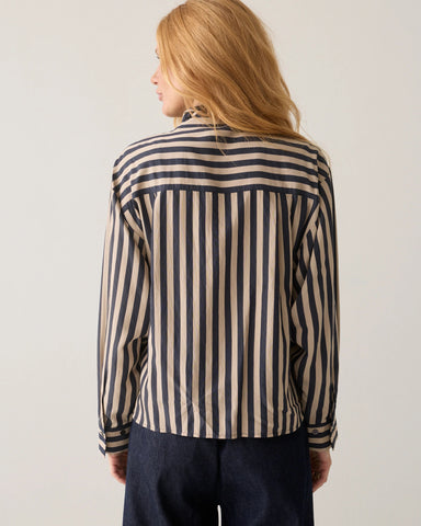 Summum Woman Striped Ecovero Tie Blouse - Stripe Blue