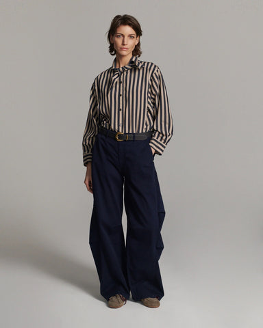 Summum Woman Striped Ecovero Tie Blouse - Stripe Blue