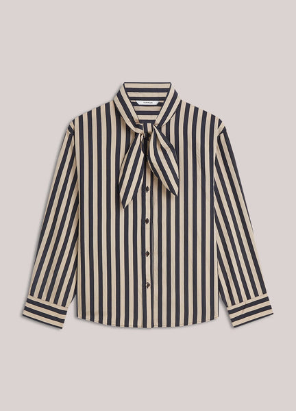 Summum Woman Striped Ecovero Tie Blouse - Stripe Blue
