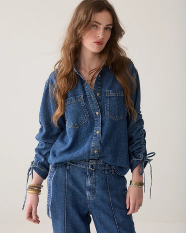 Summum Woman Denim Blouse Tencel Twill - Denim