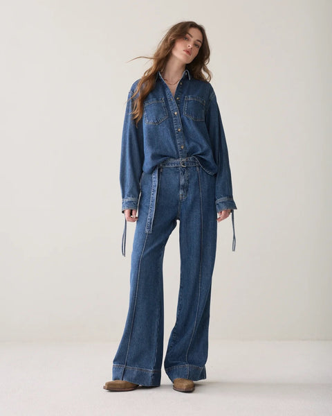 Summum Woman Denim Blouse Tencel Twill - Denim