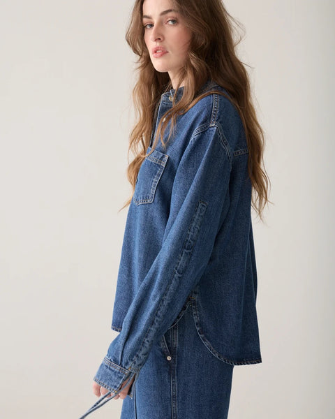 Summum Woman Denim Blouse Tencel Twill - Denim