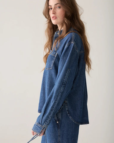 Summum Woman Denim Blouse Tencel Twill - Denim