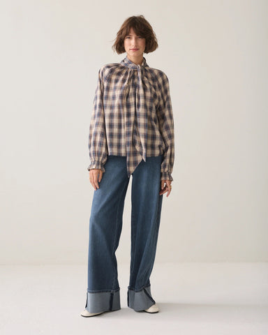 Summum Woman Cotton Pussy Bow Blouse - Blue