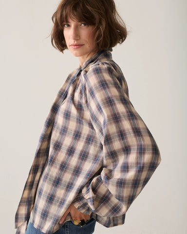 Summum Woman Cotton Pussy Bow Blouse - Blue